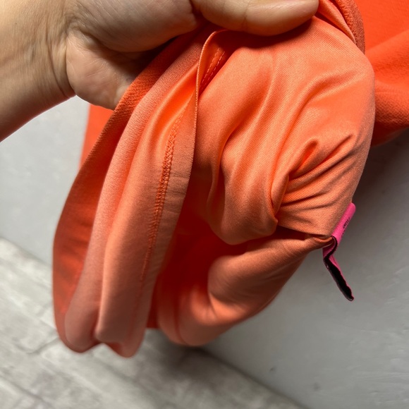 Vintage Betsy Johnson solid bright orange Peach knee Length Dress 12 - Picture 5 of 8